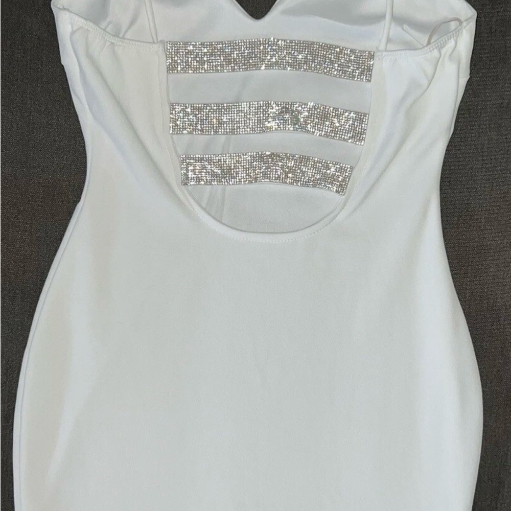 Windsor Spaghetti Strap Fitted White Short Dress Women’s Small Cocktail Party